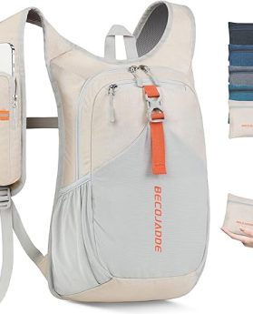 15L Small Hiking Backpack for Men Women Foldable Packable Back Pack Ultralight Hiking Daypack for Travel Camping Outdoor, Beige
